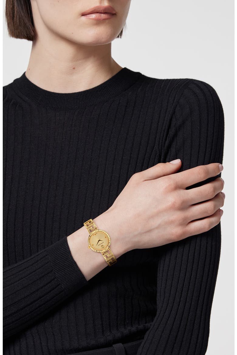 Greca Goddess Bracelet Watch, 28mm, Alternate, color, IP YELLOW GOLD