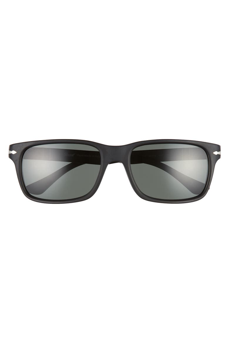 58mm Polarized Rectangle Sunglasses, Alternate, color, BLACK SOLID