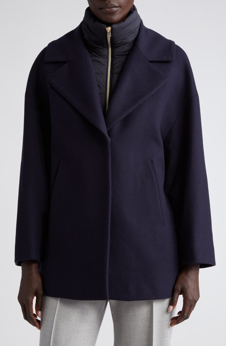 Herno Diagonal Wool Blend Coat with Quilted Bib, Main, color, 