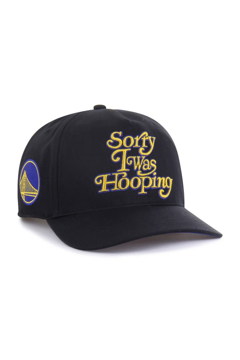 Men's Brand Seen by '47 Black Golden State Warriors Sorry I Was Hooping Hitch Adjustable Hat, Main, color, Black