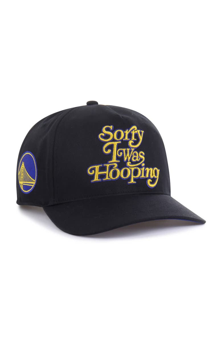 '47 Men's Brand Seen by '47 Black Golden State Warriors Sorry I Was Hooping Hitch Adjustable Hat, Main, color, Black