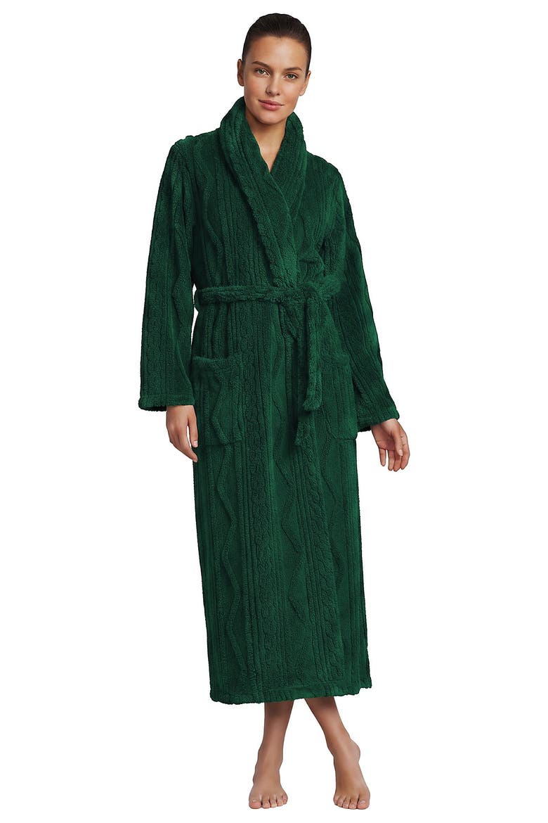 Cozy Plush Long Wrap Robe, Main, color, Pine