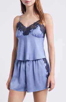 Open Edit Lace Trim Satin Short Pajamas