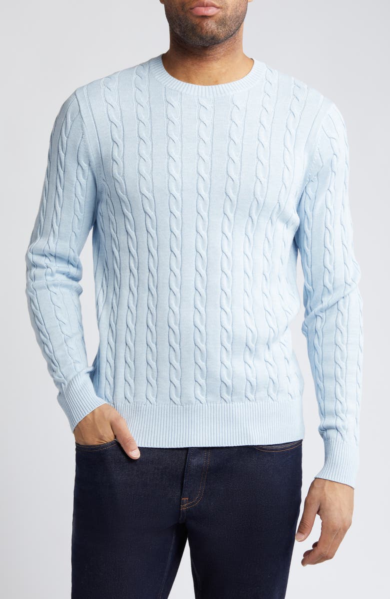 Brooks Brothers Supima<sup>®</sup> Cotton Cable Knit Sweater, Main, color, 