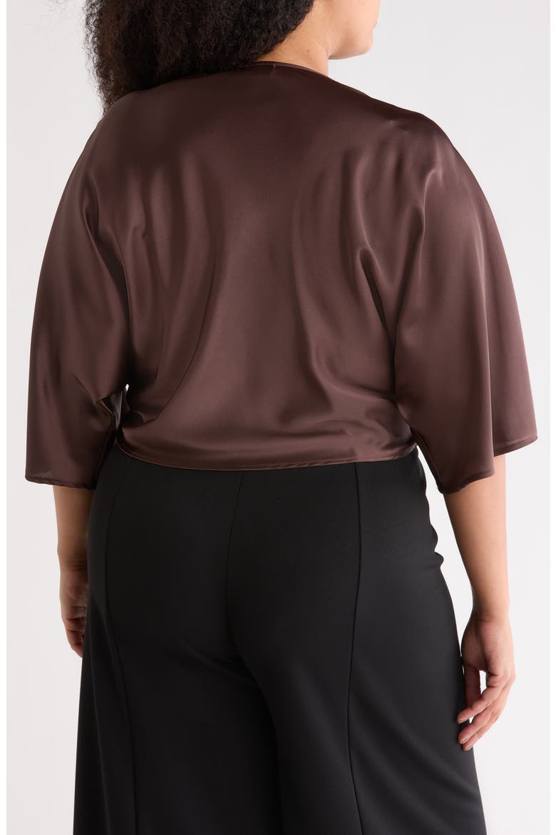 Satin Front Twist Top, Alternate, color, BROWN