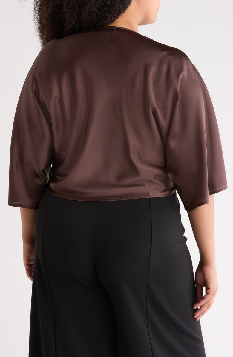Renee C Satin Front Twist Top, Alternate, color, Brown