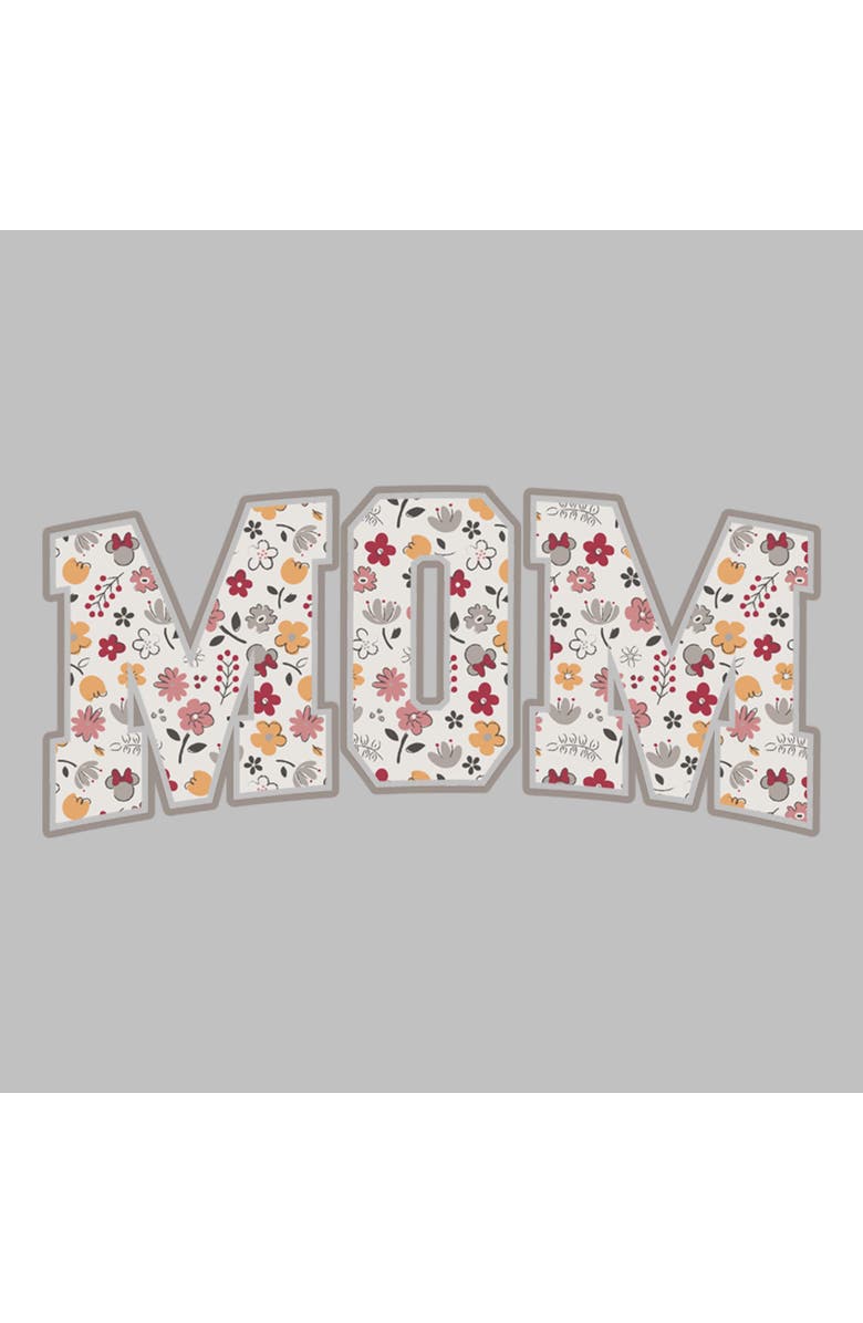 Minnie Mouse Women's Minnie Mouse Mom Collegiate Flower Print  Graphic T-Shirt, Alternate, color, Athletic Heather