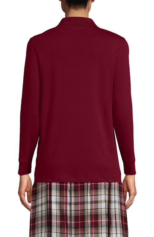 Lands' End School Uniform Long Sleeve Interlock Polo Shirt In Garnet