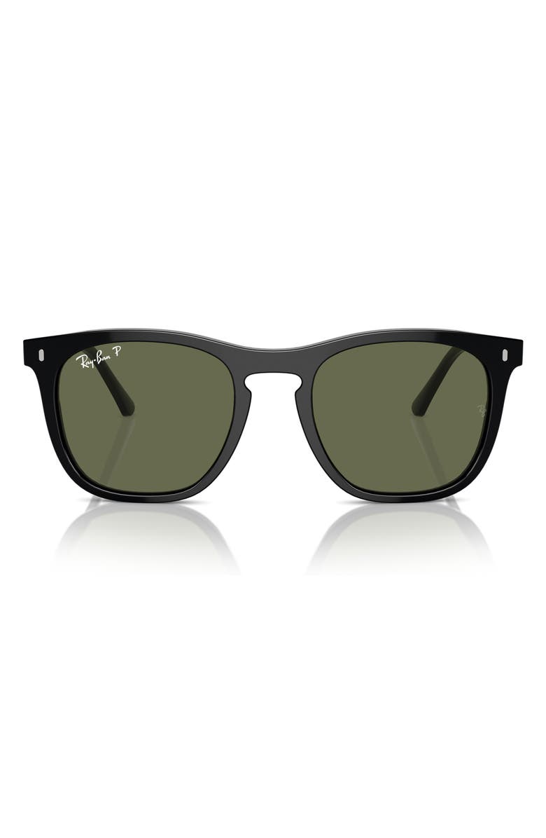 Ray-Ban 53mm Polarized Square Sunglasses, Main, color, Black