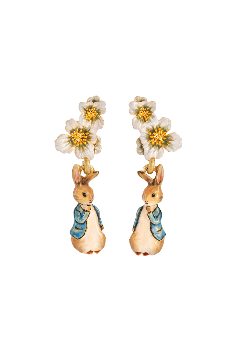 x Peter Rabbit Floral Drop Earrings, Main, color, Gold
