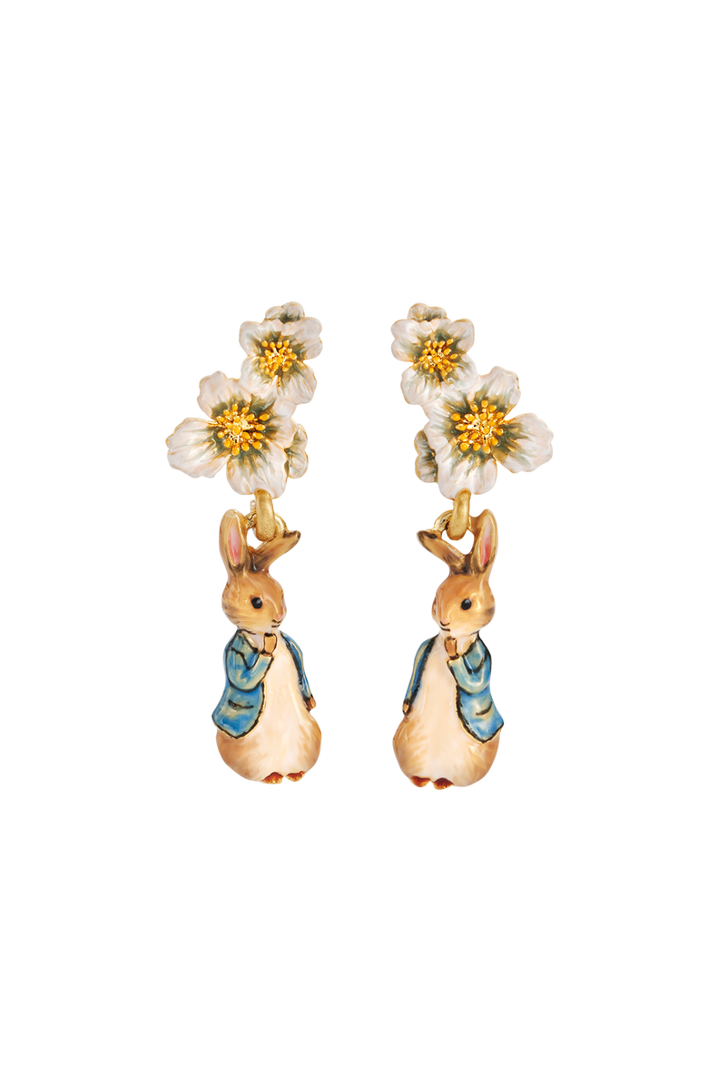 Fable England x Peter Rabbit Floral Drop Earrings, Main, color, Gold