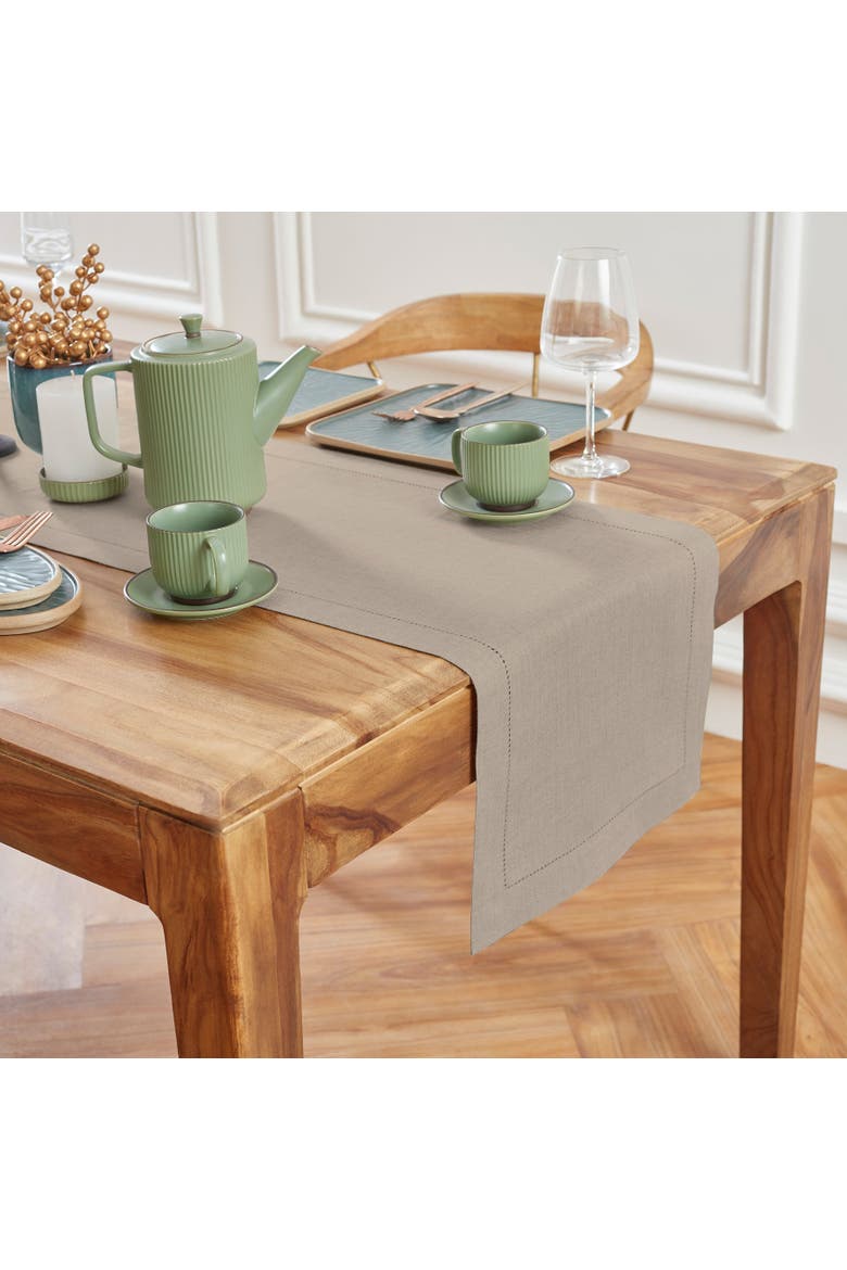 Linen Table Runner - Medium Weight Hemstitch, Alternate, color, Natural