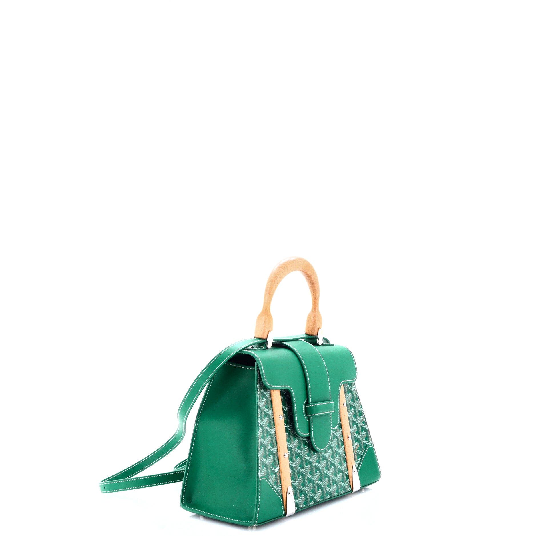 Saigon Top Handle Bag Coated Canvas with Leather PM, Alternate, color, Green