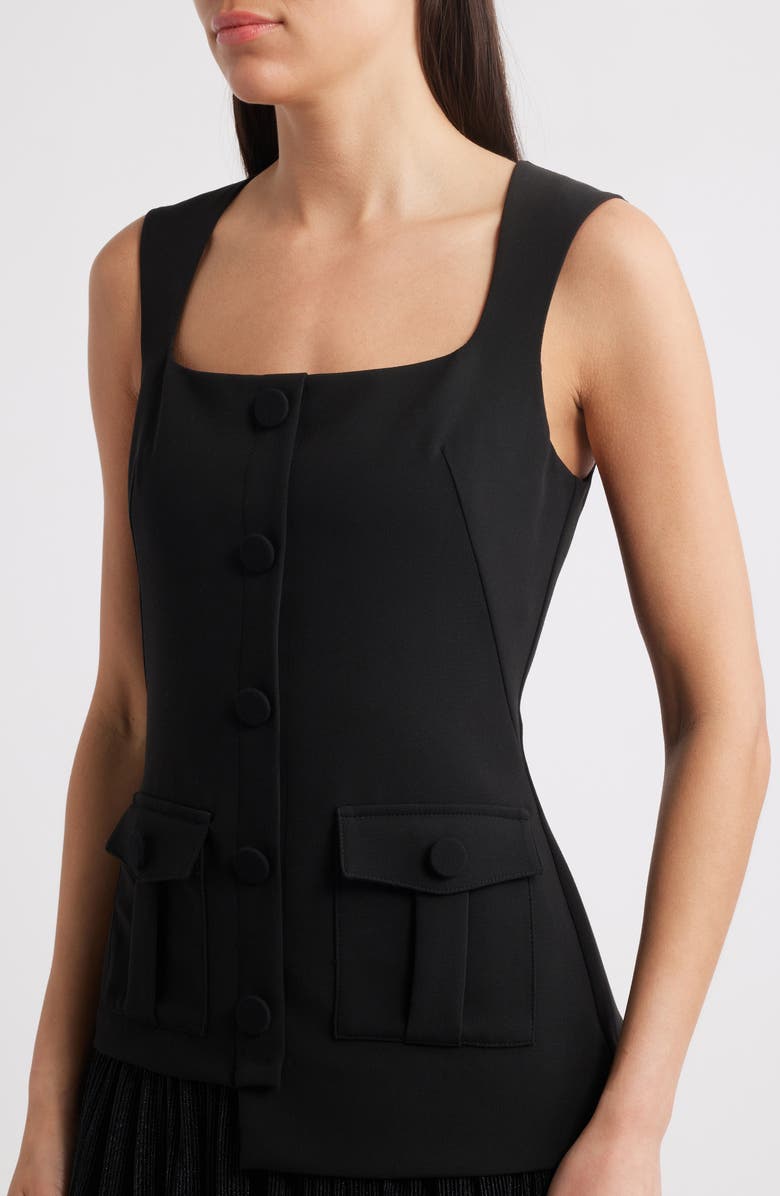 Black Halo Vianey Mixed Media Midi Dress, Alternate, color, Black