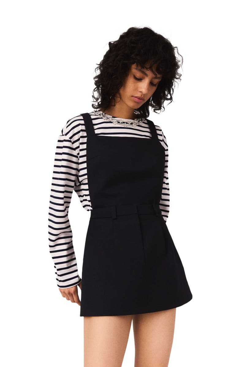 maje Pinafore strap dress, Alternate, color, Navy