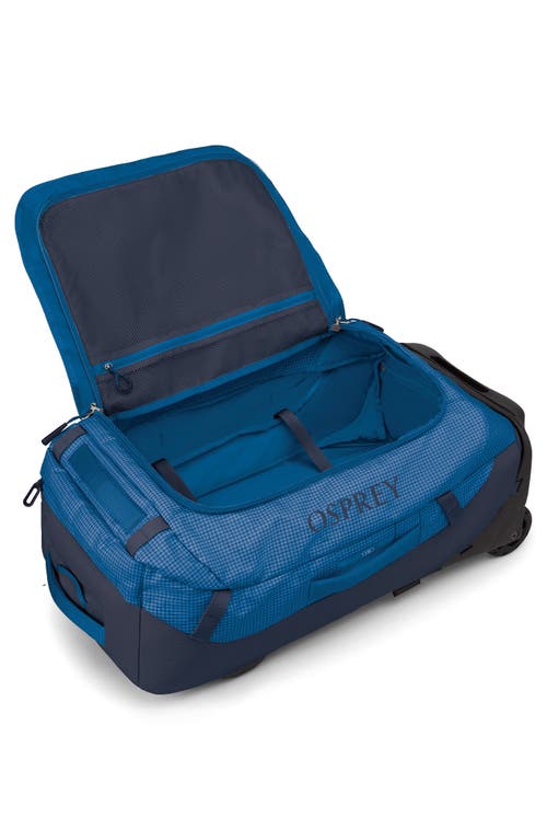 Osprey Transporter 60-liter Duffle Wheeled Carry-on Luggage In Blue Flame/nocturnal Blue