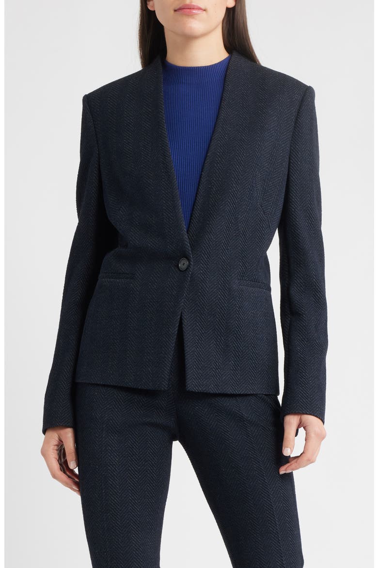 Jemma2 One-Button Blazer, Alternate, color, SKY CAPTAIN HERRINGBONE