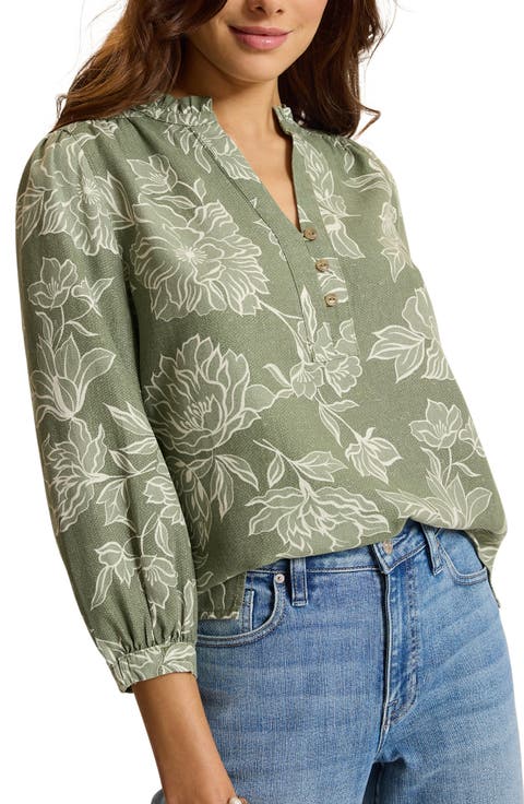 Breezy Blooms Three-Quarter Sleeve Top