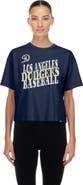 New Era Women's New Era  Navy Los Angeles Dodgers City Connect Glitter Gel Cropped T-Shirt