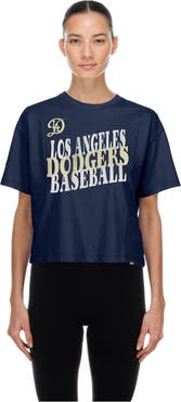 New Era Women's New Era  Navy Los Angeles Dodgers City Connect Glitter Gel Cropped T-Shirt