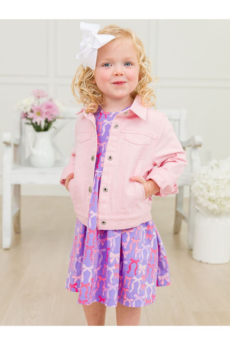 Knit Short Sleeve Twirl Dress, Alternate, color, Rosy Ribbons