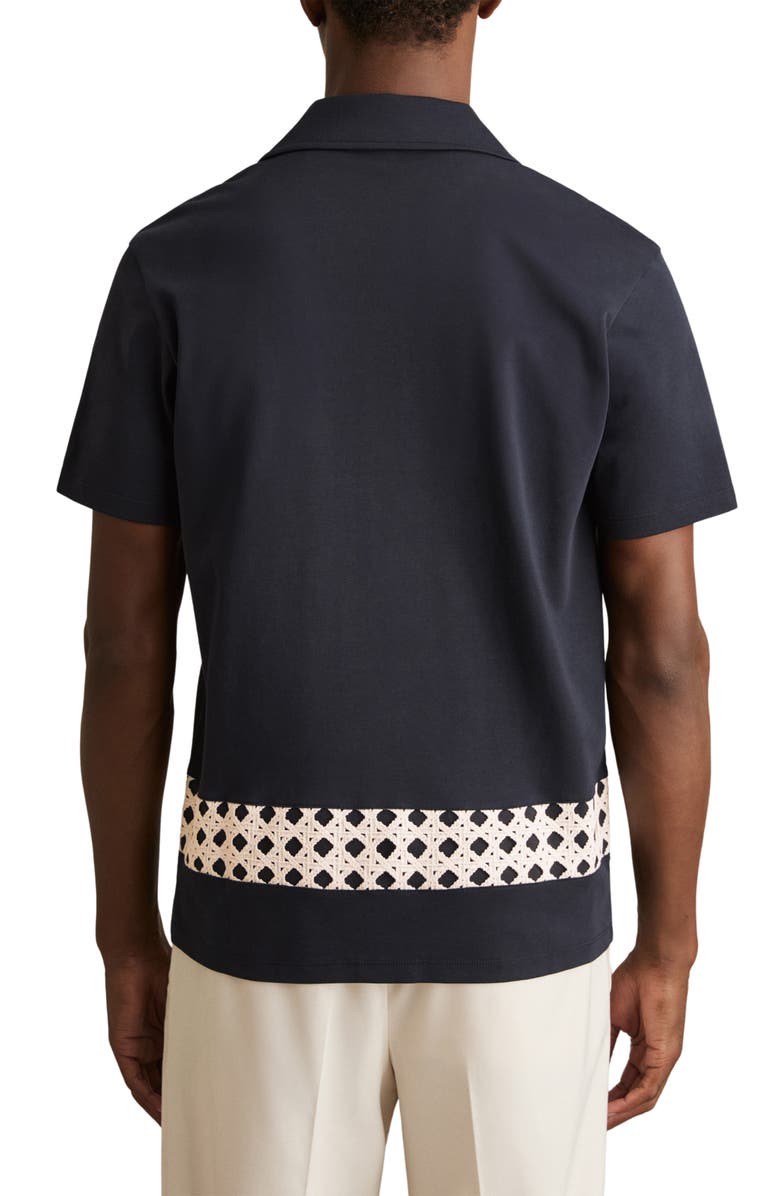 Reiss Cadore Overlay Detail Camp Shirt, Alternate, color, Navy
