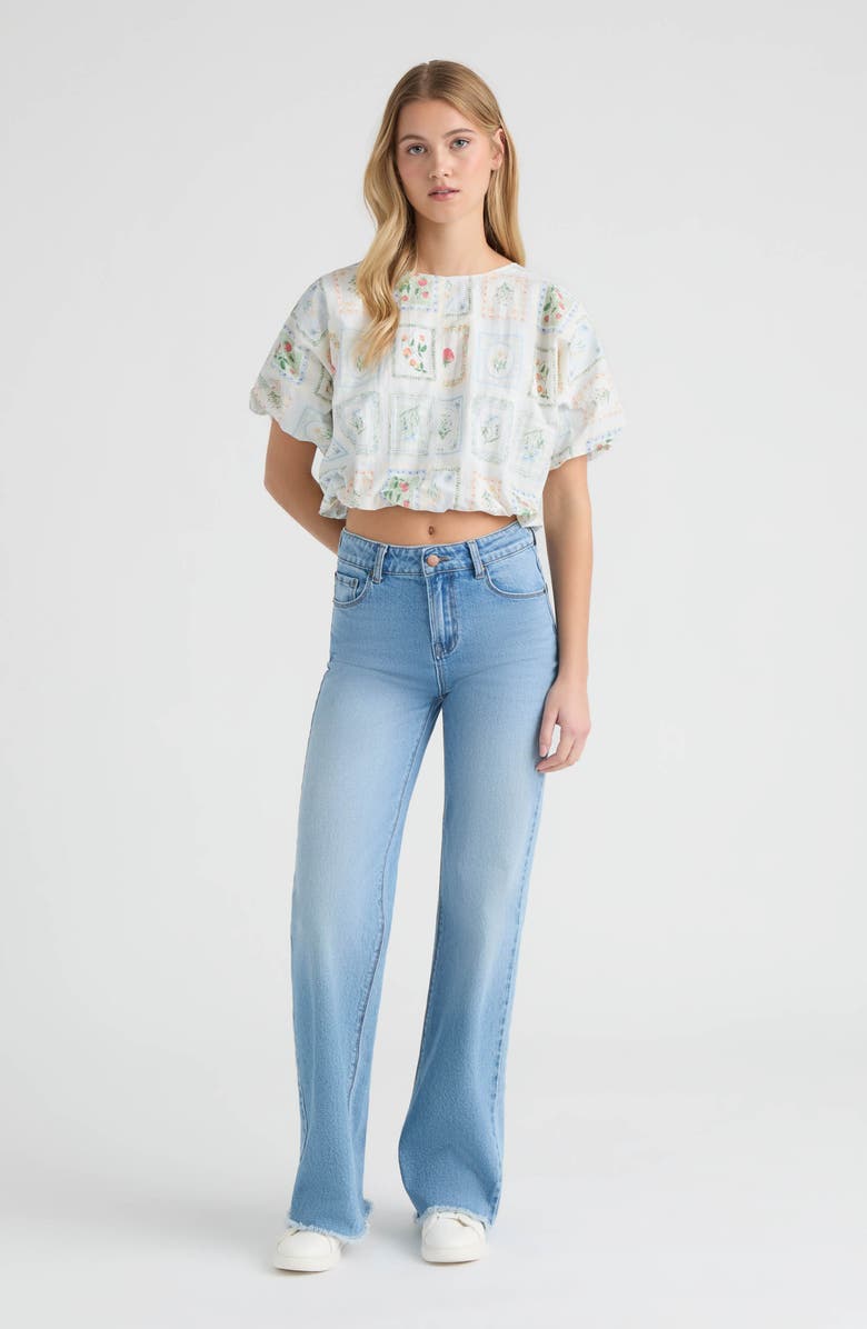 Hunter Print Crop Bubble Top, Alternate, color, Flower Stamp Print