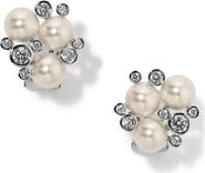 Nadri Imitation Pearl and Cubic Zirconia Cluster Stud Earrings
