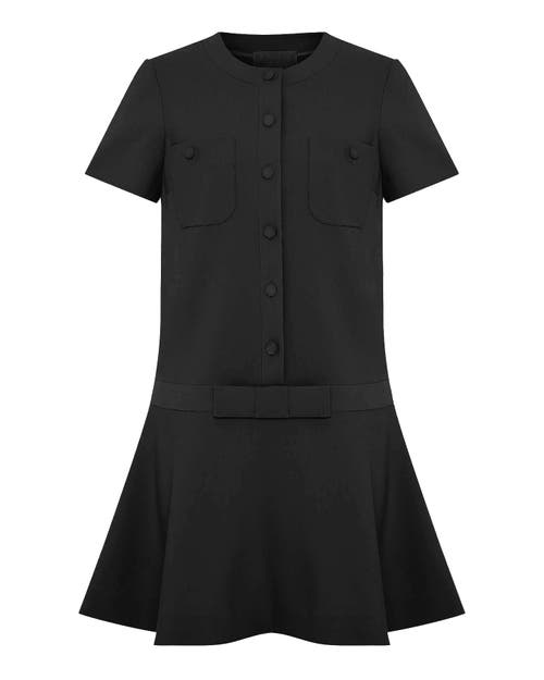 Theo The Label Daphne Fluted Mod Dress In Black