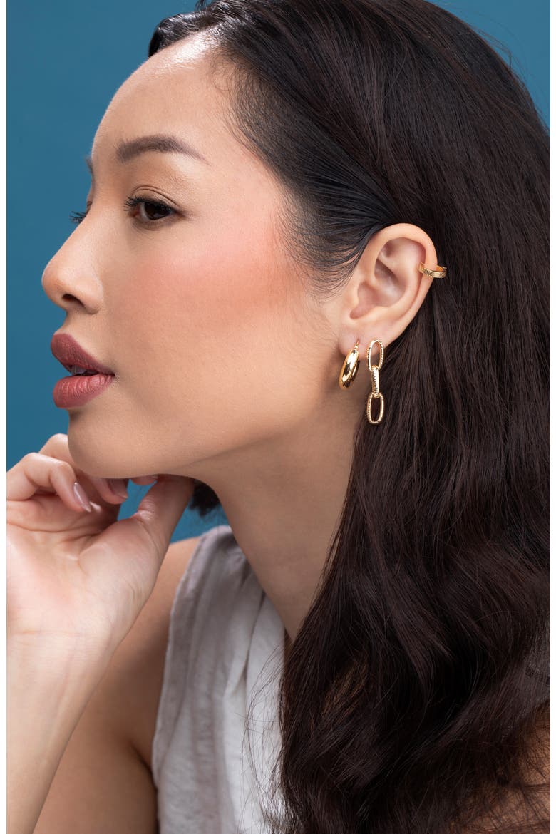 14K Gold Textured Hoop Earrings (Nordstrom Exclusive), Alternate, color, 14K YELLOW GOLD