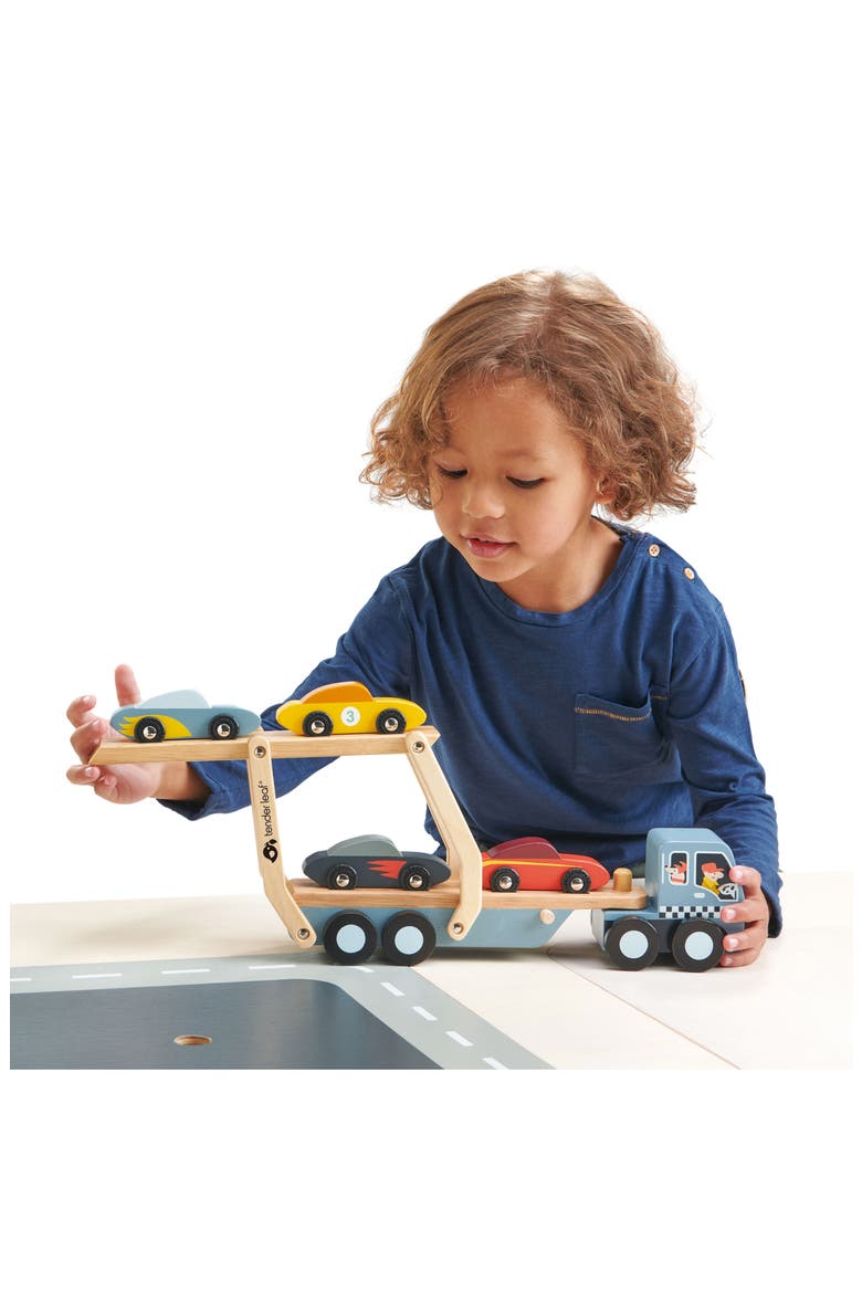 Car Transporter Wooden Toy Set, Alternate, color, MULTI