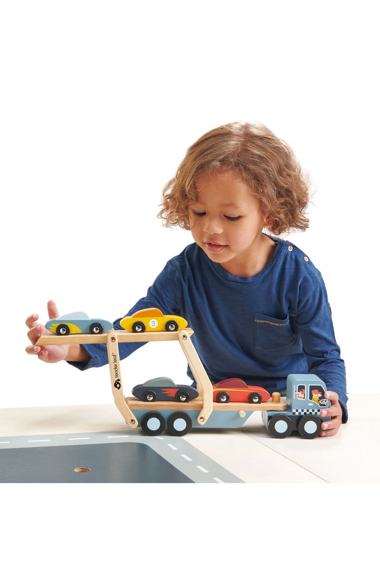 Tender Leaf Toys Car Transporter Wooden Toy Set, Alternate, color, Multi