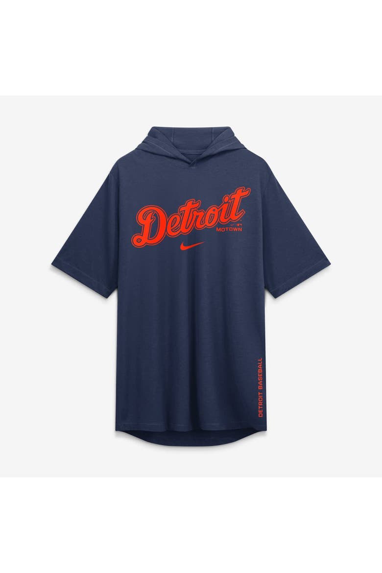 Men's Nike Navy Detroit Tigers Arched Wordmark Tri-Blend Hooded T-Shirt, Alternate, color, Navy