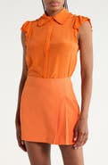 ALICE + OLIVIA Martel Flutter Sleeve Silk Top