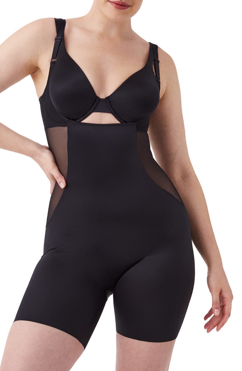 SPANX<sup>®</sup> Open Bust Mid Thigh Bodysuit, Main, color, 