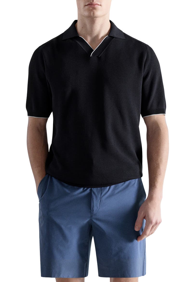 Contrast Trim Piqué Polo, Main, color, NAVY