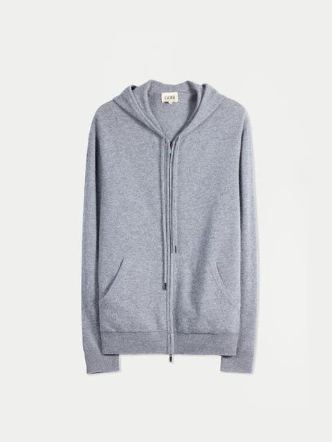 Men's Zip-up Cashmere Hoodie In Black