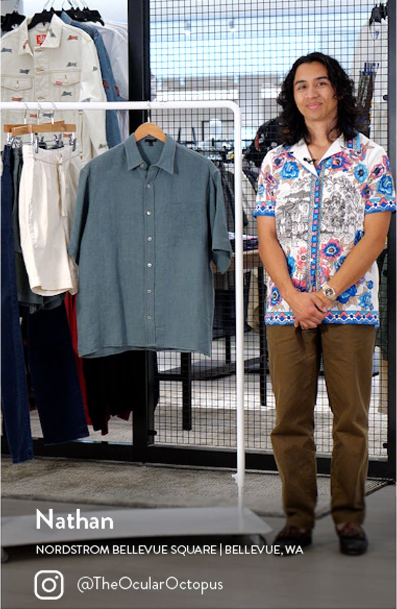 Linen Short Sleeve Button-Up Shirt, sales video thumbnail