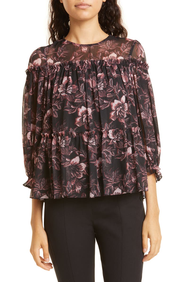 Ted Baker London Ballou Tiered Chiffon Blouse, Main, color, 