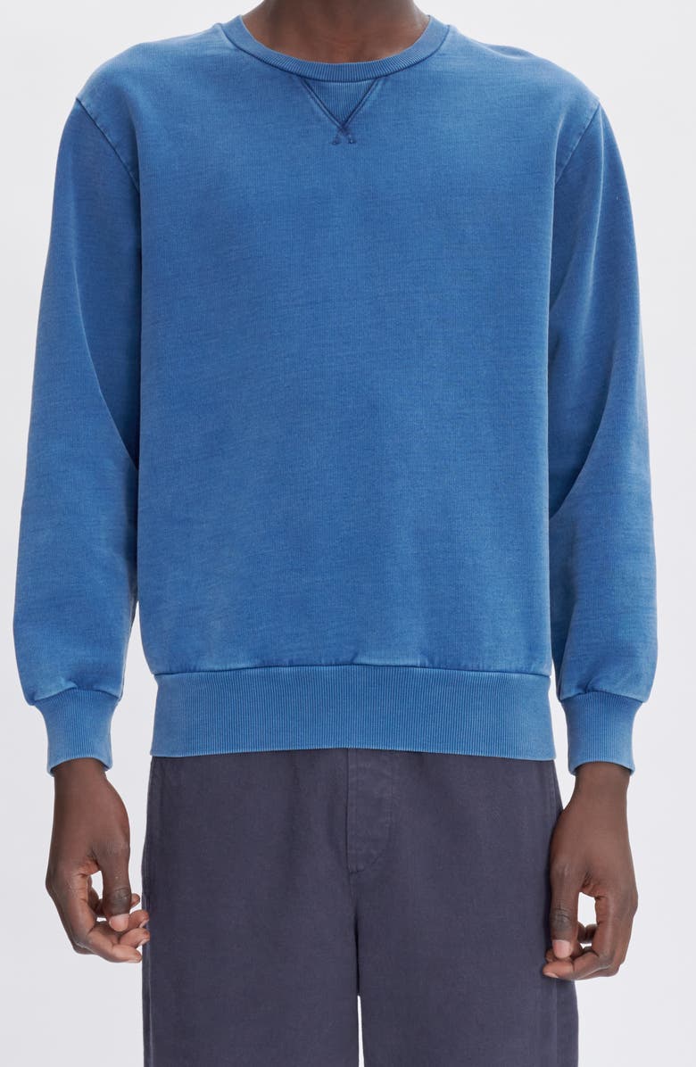 A.P.C. Sweat Label Garment Dye Sweatshirt, Alternate, color, Iaj Marine