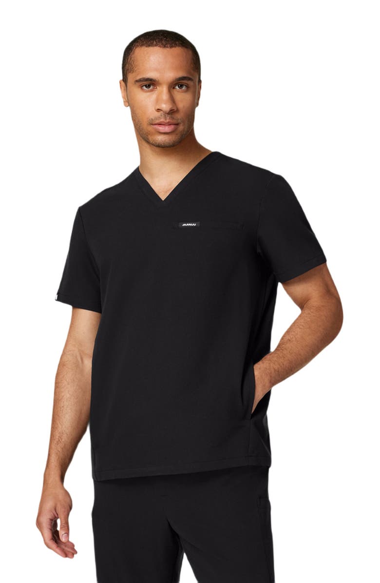 JAANUU Platt Men's 3-Pocket Classic V-Neck Scrub Top, Alternate, color, Black