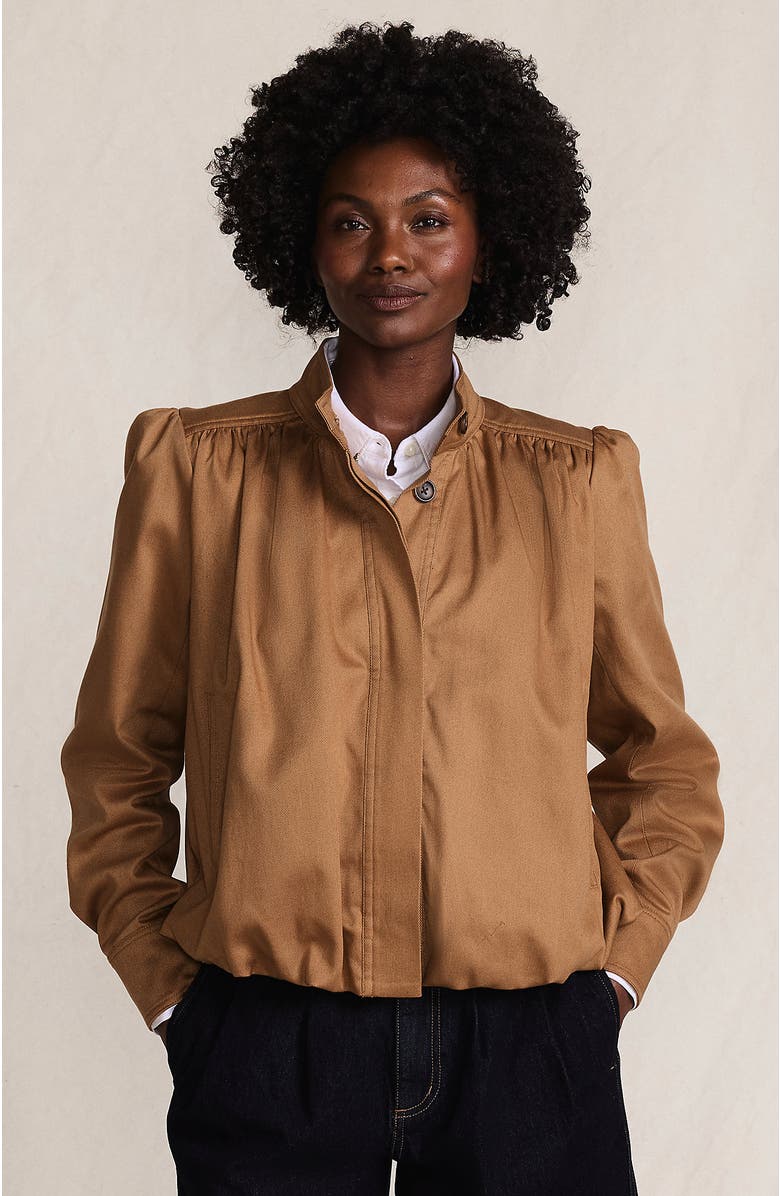 Lands' End Drapey Twill Bubble Hem Jacket, Main, color, Canyon Camel