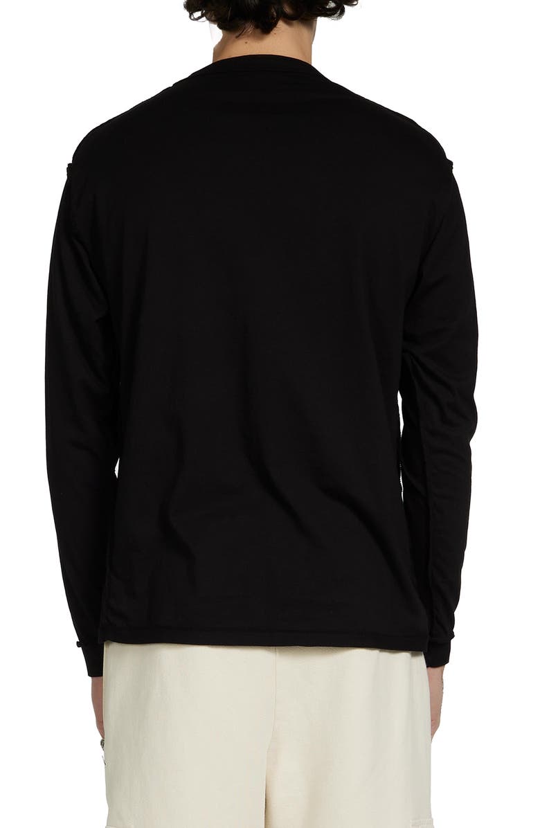Les Tien Lightweight Binded Neck Inside Out Long Sleeve, Alternate, color, Jet Black