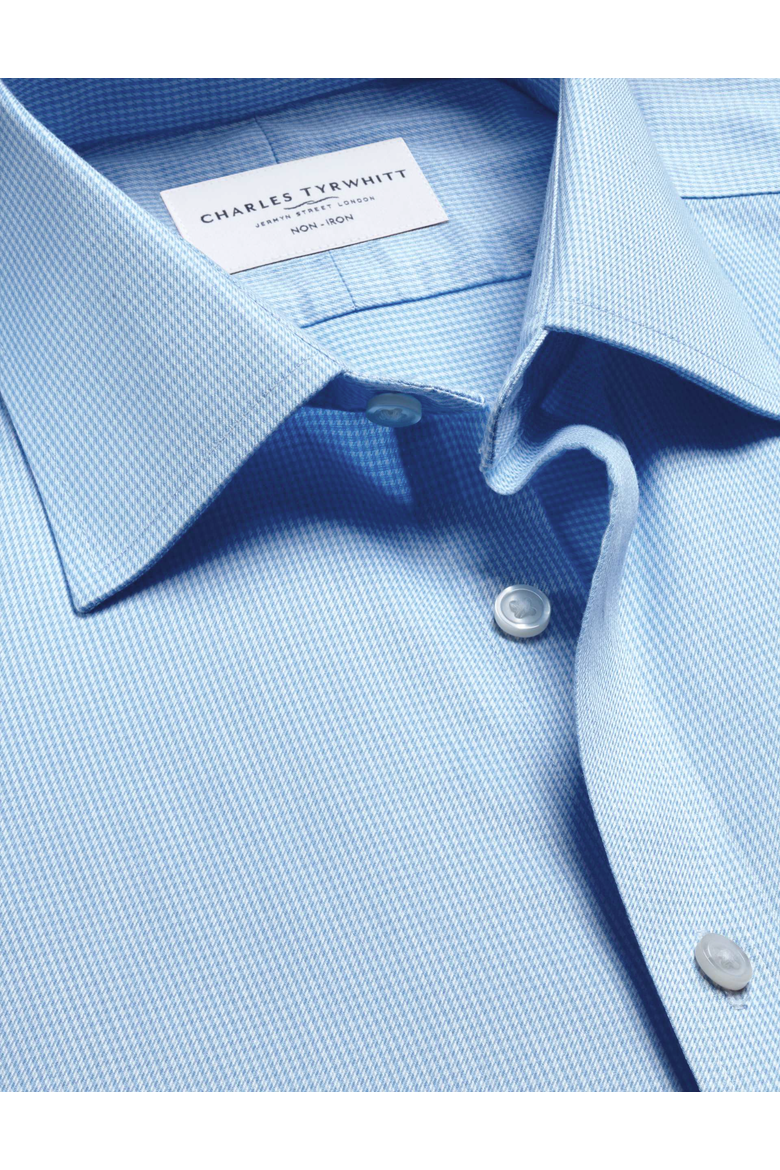 Non-Iron Puppytooth Shirt, Alternate, color, Sky Blue