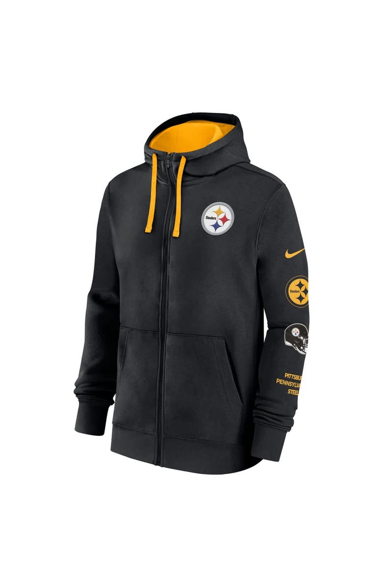 Nike Men's Nike Black Pittsburgh Steelers Club Full-Zip Hoodie Jacket, Alternate, color,