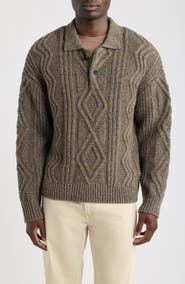 FRAME Cable Polo Sweater
