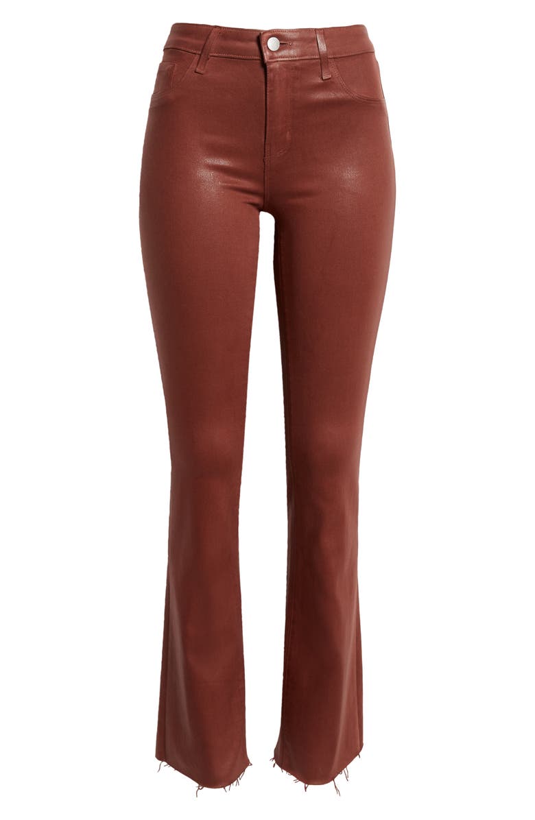 L'AGENCE Ruth High Waist Straight Leg Pants, Alternate, color, Dark Cinnamon Coated