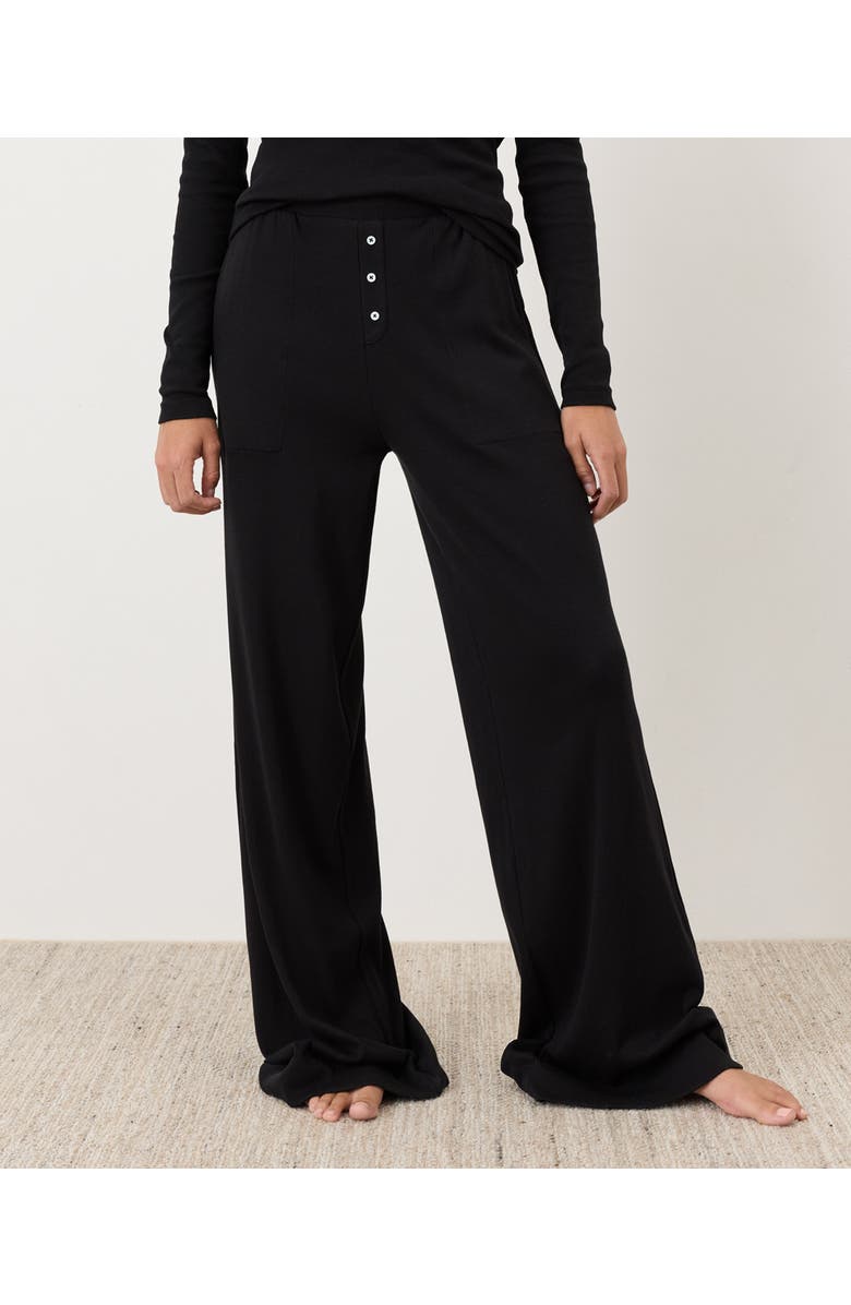 Pact Dream Rib Wide Leg Lounge Pant Made With Organic Cotton, Main, color, Black