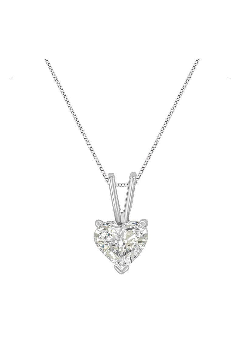 14K White Gold 1/2 Cttw Heart-Shaped Diamond Classic Solitaire Pendant Necklace, Main, color, White
