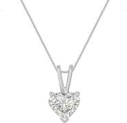 Haus of Brilliance 14K White Gold 1/2 Cttw Heart-Shaped Diamond Classic Solitaire Pendant Necklace